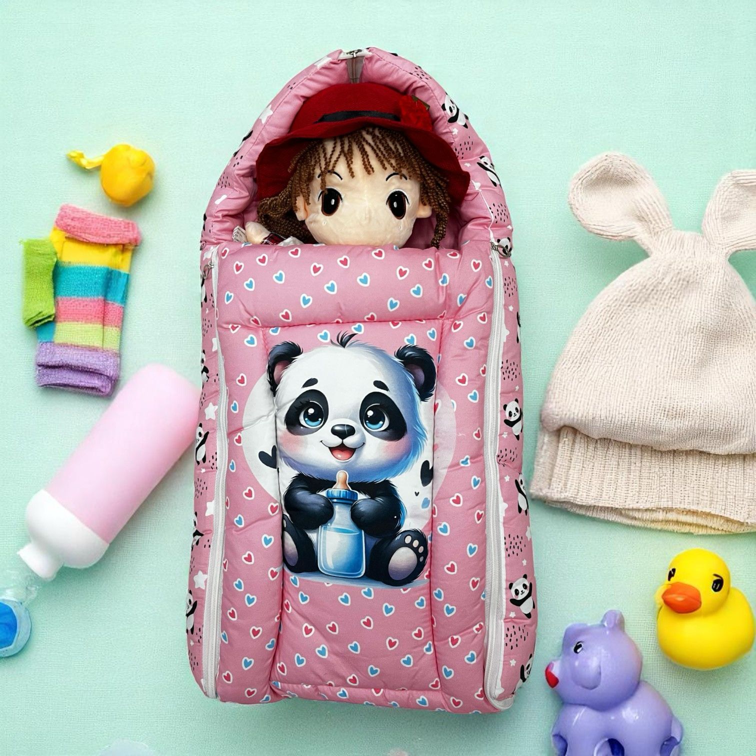 Newborn Baby Sleeping Bag with Cute Printed Designs – Hooded & Zippered